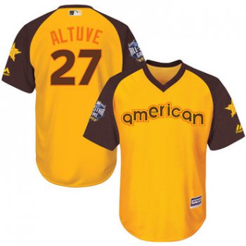 Jose Altuve Gold 2016 MLB All-Star Jersey - Men's American League Houston Astros #27 Cool Base Game Collection