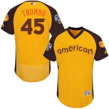 Mark Trumbo Gold 2016 All-Star Jersey - Men's American League Baltimore Orioles #45 Flex Base Majestic MLB Collection Jersey