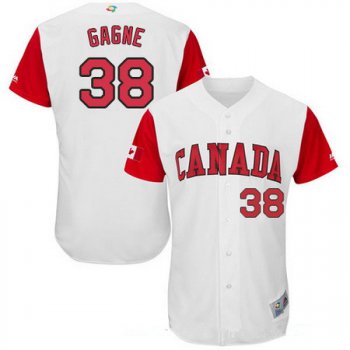 Men's Team Canada Baseball Majestic #38 Eric Gagne White 2017 World Baseball Classic Stitched Authentic Jersey
