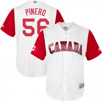Men's Team Canada Baseball Majestic #56 Daniel Pinero White 2017 World Baseball Classic Stitched Replica Jersey