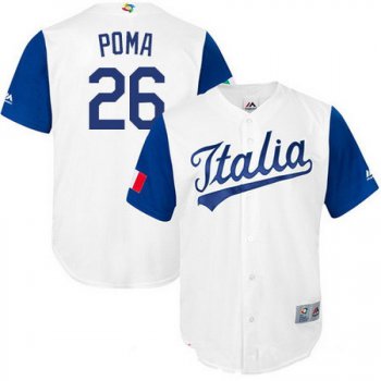 Men's Team Italy Baseball Majestic #26 Sebastian Poma White 2017 World Baseball Classic Stitched Replica Jersey