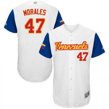 Men's Team Venezuela Baseball Majestic #47 Franklin Morales White 2017 World Baseball Classic Stitched Authentic Jersey