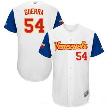 Men's Team Venezuela Baseball Majestic #54 Deolis Guerra White 2017 World Baseball Classic Stitched Authentic Jersey