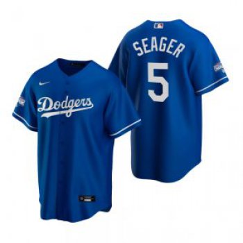 Los Angeles Dodgers #5 Corey Seager Royal 2020 World Series Champions MVP Replica Jersey