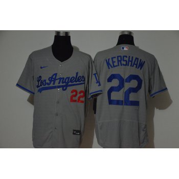 Men's Los Angeles Dodgers #22 Clayton Kershaw Gray Stitched MLB Flex Base Nike Jersey