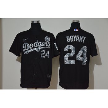 Men's Los Angeles Dodgers #24 Kobe Bryant Black Silver Mamba Stitched MLB Cool Base Nike Jersey