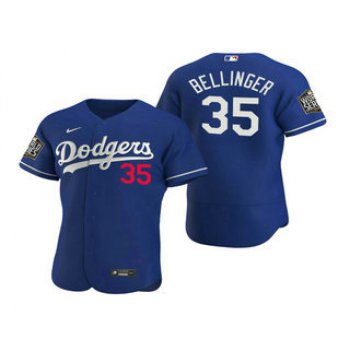 Men's Los Angeles Dodgers #35 Cody Bellinger Royal 2020 World Series Authentic Flex Nike Jersey