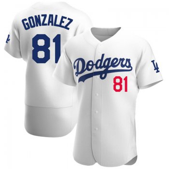 Men's Los Angeles Dodgers #81 Victor Gonzalez Authentic White Home Official Nike Jersey
