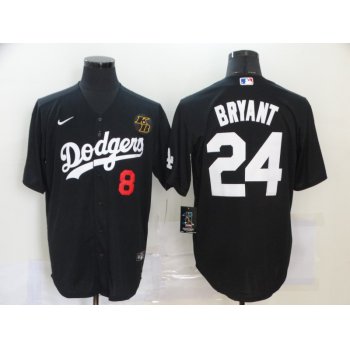 Men's Los Angeles Dodgers #8 #24 Kobe Bryant Black KB Patch Stitched MLB Cool Base Nike Jersey