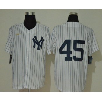 Men's New York Yankees #45 Gerrit Cole No Name White Throwback Stitched MLB Cool Base Nike Jersey