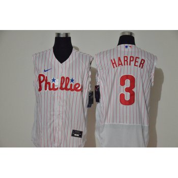 Men's Philadelphia Phillies #3 Bryce Harper White 2020 Cool and Refreshing Sleeveless Fan Stitched Flex Nike Jersey