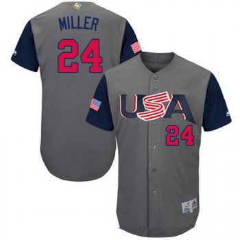 Men's Team USA Baseball Majestic #24 Andrew Miller Gray 2017 World Baseball Classic Stitched Authentic Jersey