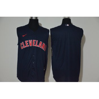 Men's Cleveland Indians Blank Navy Blue 2020 Cool and Refreshing Sleeveless Fan Stitched MLB Nike Jersey