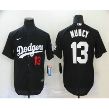 Men's Los Angeles Dodgers #13 Max Muncy Black Stitched MLB Cool Base Nike Jersey