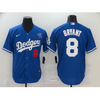 Men's Los Angeles Dodgers #8 Kobe Bryant Blue KB Patch Stitched MLB Cool Base Nike Jersey