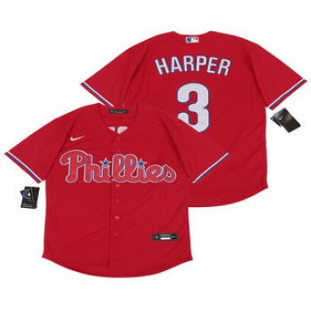 Men's Philadelphia Phillies #3 Bryce Harper Red Stitched MLB Cool Base Nike Jersey