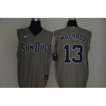Men's San Diego Padres #13 Manny Machado Gray 2020 Cool and Refreshing Sleeveless Fan Stitched MLB Nike Jersey