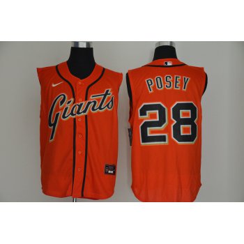 Men's San Francisco Giants #28 Buster Posey Orange 2020 Cool and Refreshing Sleeveless Fan Stitched MLB Nike Jersey