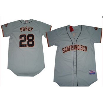 San Francisco Giants #28 Buster Posey Gray Jersey