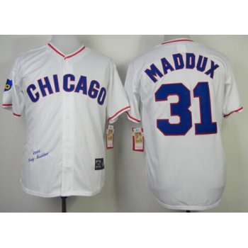 Chicago Cubs #31 Greg Maddux 1988 White Throwback Jersey