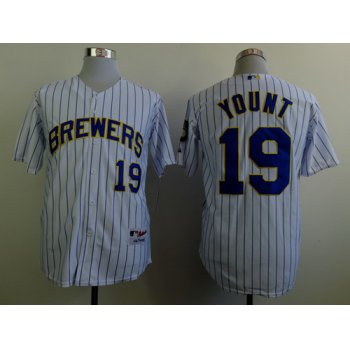 Milwaukee Brewers #19 Robin Yount White Pinstripe Jersey