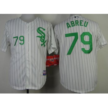Chicago White Sox #79 Jose Abreu White With Green Pinstripe Jersey