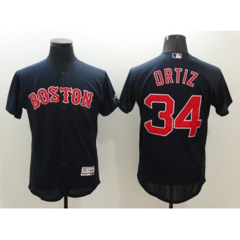 Men's Boston Red Sox #34 David Ortiz Navy Blue 2016 Flexbase Majestic Baseball Jersey