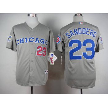 Men's Chicago Cubs #23 Ryne Sandberg 1990 Turn Back The Clock Gray Jersey With 1990 All-Star Patch