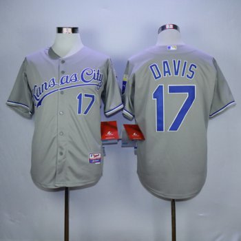 Men's Kansas City Royals #17 Wade Davis Gray Road Cool Base Baseball Jersey