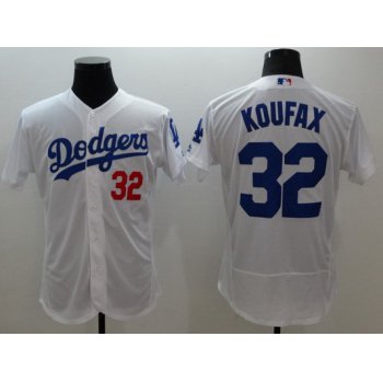 Men's Los Angeles Dodgers #32 Sandy Koufax White Flexbase 2016 MLB Player Jersey