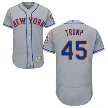 Men's New York Mets #45 Presidential Candidate Donald Trump Gray Jersey