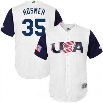 Men's Team USA Baseball Majestic #35 Eric Hosmer White 2017 World Baseball Classic Stitched Replica Jersey