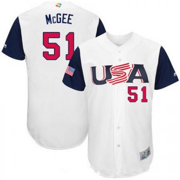 Men's Team USA Baseball Majestic #51 Jake McGee White 2017 World Baseball Classic Stitched Authentic Jersey
