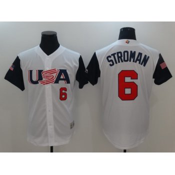 Men's Team USA Baseball Majestic #6 Marcus Stroman White 2017 World Baseball Classic Stitched Authentic Jersey