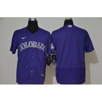 Men's Colorado Rockies Blank Purple Stitched MLB Flex Base Nike Jersey