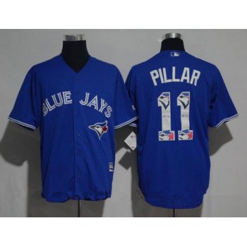 Men's Toronto Blue Jays #11 Kevin Pillar Royal Blue Team Logo Ornamented Stitched MLB Majestic Cool Base Jersey