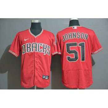 Men's Arizona Diamondbacks #51 Randy Johnson Red Stitched Nike MLB Flex Base Jersey