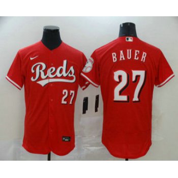 Men's Cincinnati Reds #27 Trevor Bauer Red Stitched MLB Flex Base Nike Jersey