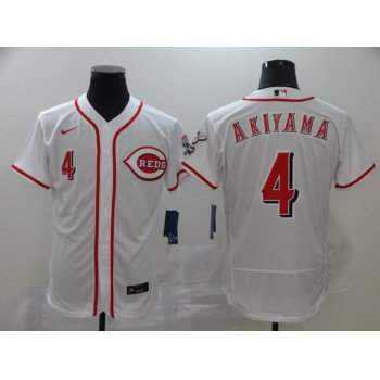 Men's Cincinnati Reds #4 Shogo Akiyama White Stitched MLB Flex Base Nike Jersey