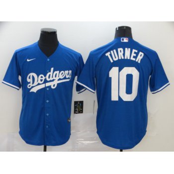 Men's Los Angeles Dodgers #10 Justin Turner Blue Stitched MLB Cool Base Nike Jersey