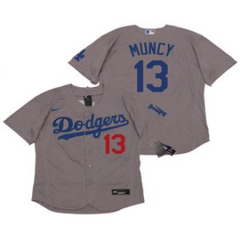 Men's Los Angeles Dodgers #13 Max Muncy Gray Alternate Stitched MLB Flex Base Nike Jersey