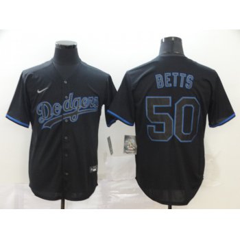 Men's Los Angeles Dodgers #50 Mookie Betts Lights Out Black Fashion Stitched MLB Cool Base Nike Jersey
