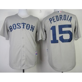 Boston Red Sox #15 Dustin Pedroia Gray Jersey