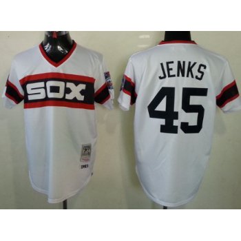 Chicago White Sox #45 Bobby Jenks 1983 White Pullover Throwback Jersey