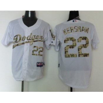 Los Angeles Dodgers #22 Clayton Kershaw White With Camo Jersey