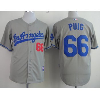 Los Angeles Dodgers #66 Yasiel Puig Gray Jersey