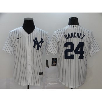 Men's New York Yankees #24 Gary Sanchez White Home Stitched MLB Cool Base Nike Jersey