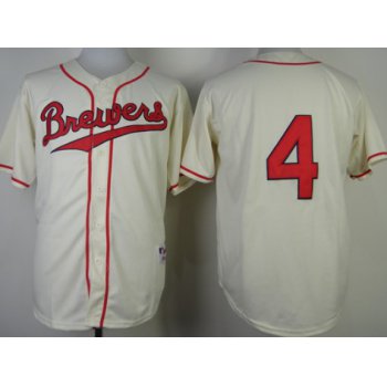 Milwaukee Brewers #4 Paul Molitor 1948 Cream With Red Jersey