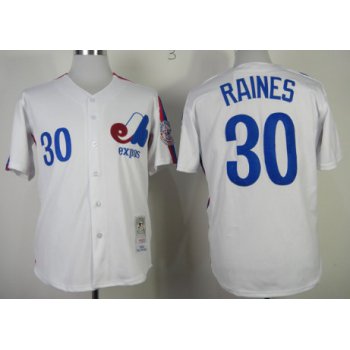 Montreal Expos #30 Tim Raines 1982 White Throwback Jersey