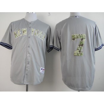 New York Yankees #7 Mickey Mantle Gray With Camo Jersey